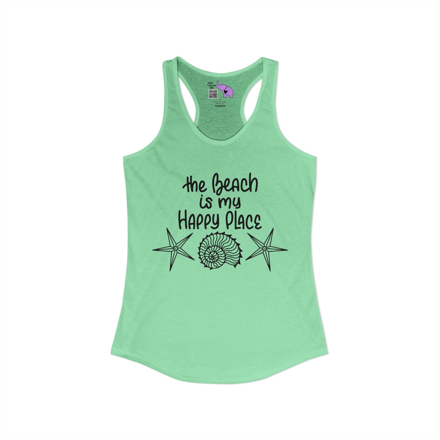 The Beach Is My Happy Place Women's Ideal Racerback Tank