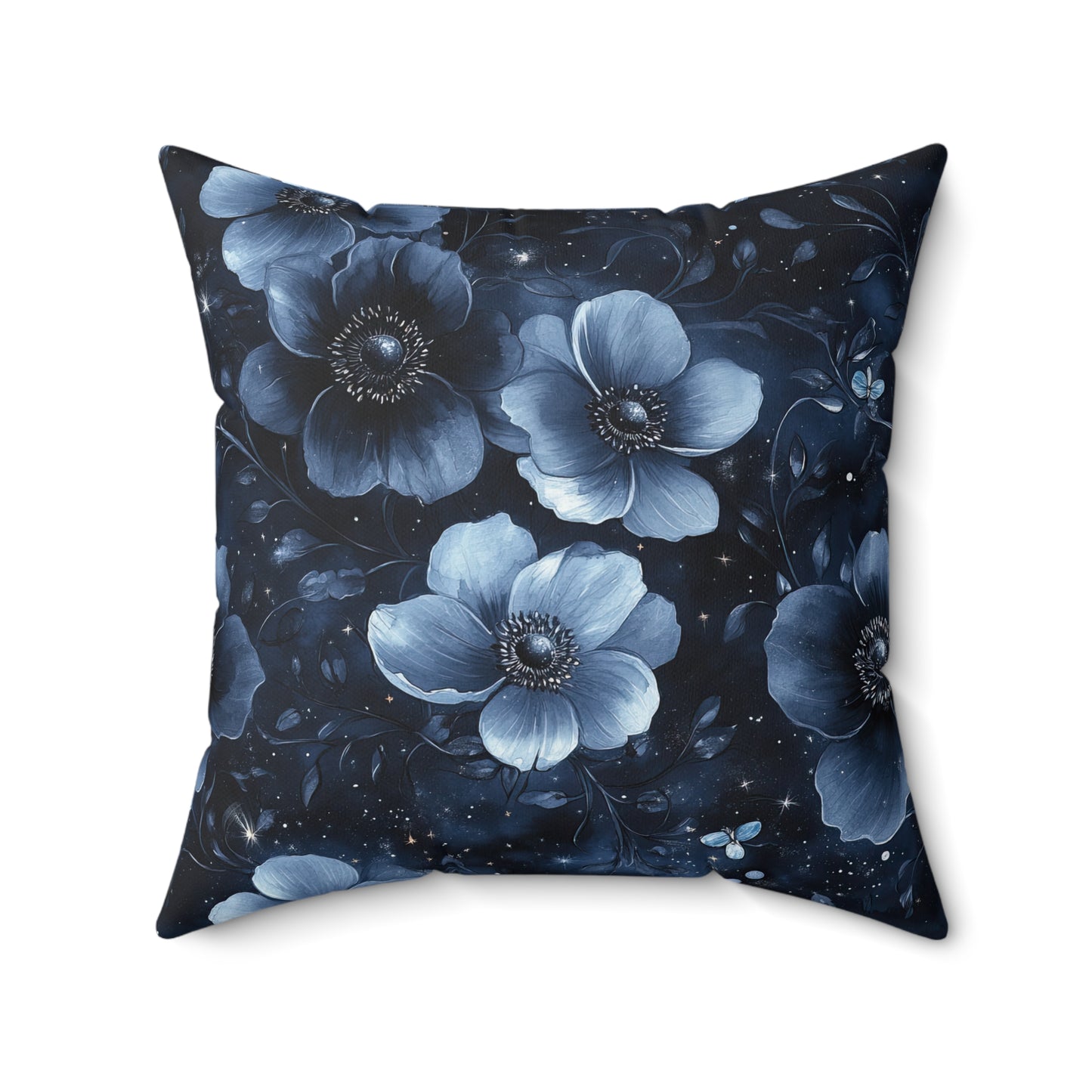 Midnight Blossoms Throw Pillow
