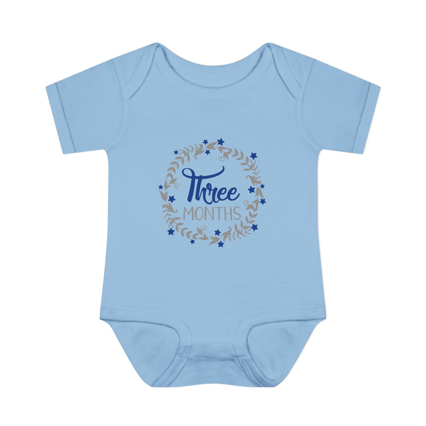 Blue Milestone Wreath Onesie-Three Months