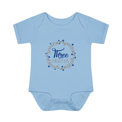 Blue Milestone Wreath Onesie-Three Months