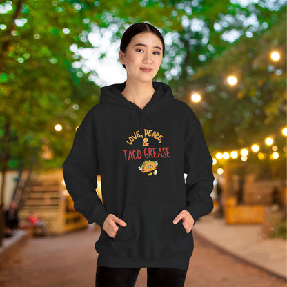 Love, Peace, & Taco Grease Heavy Blend™ Hooded Sweatshirt