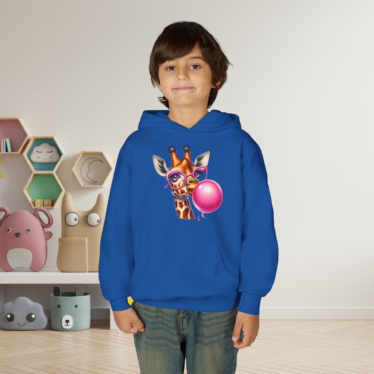 Girraffe Blowing Bubble Youth Heavy Blend Hoodie