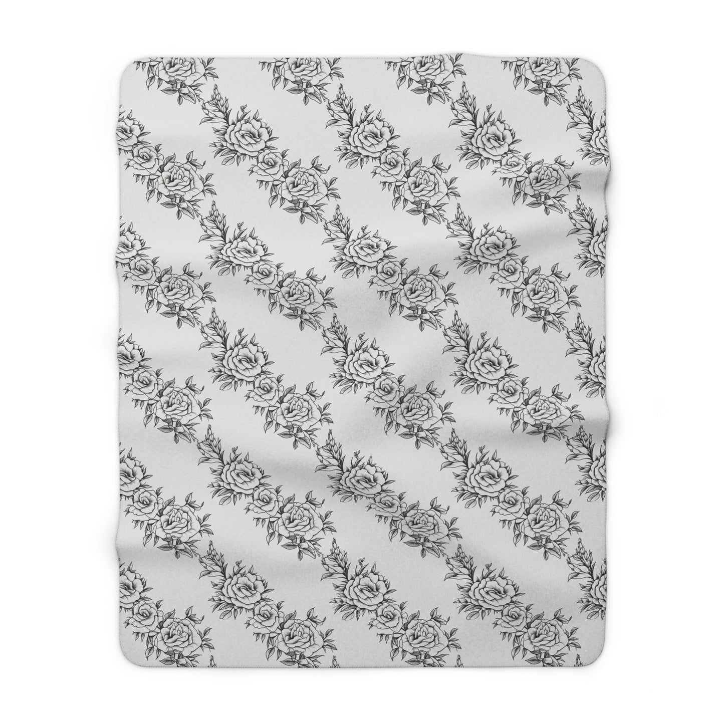 Midnight Rose Sketch Fleece Blanket