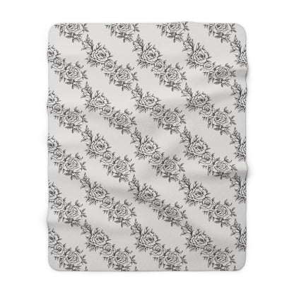 Midnight Rose Sketch Fleece Blanket