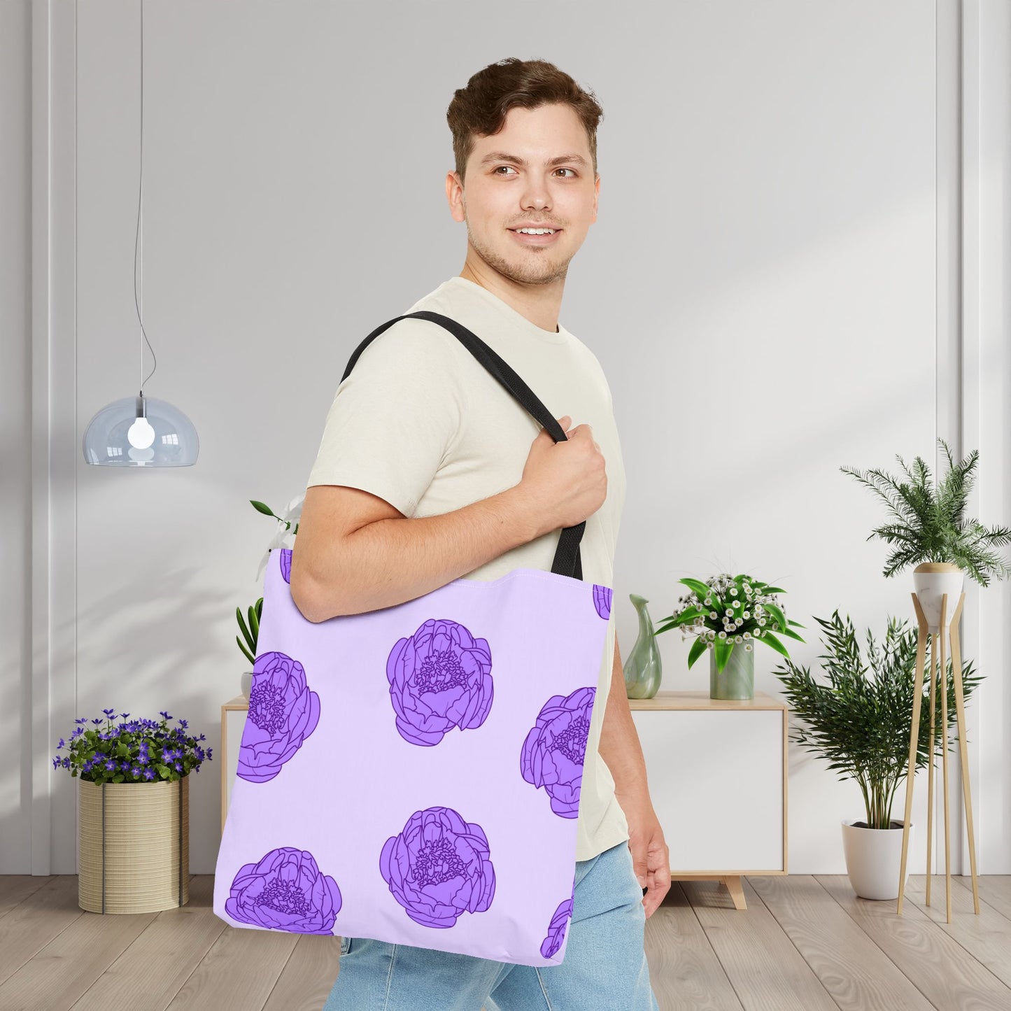 Lilac Mist Peonies Canvas Tote Bag