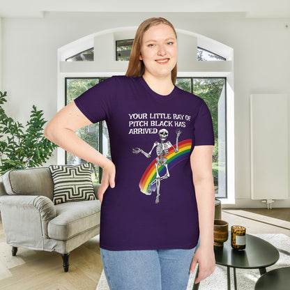Your Little Ray of Pitch Black Has Arrived (Rainbow) Adult T-shirt