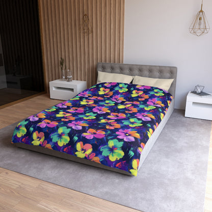 Watercolor Flowers Microfiber Duvet Cover