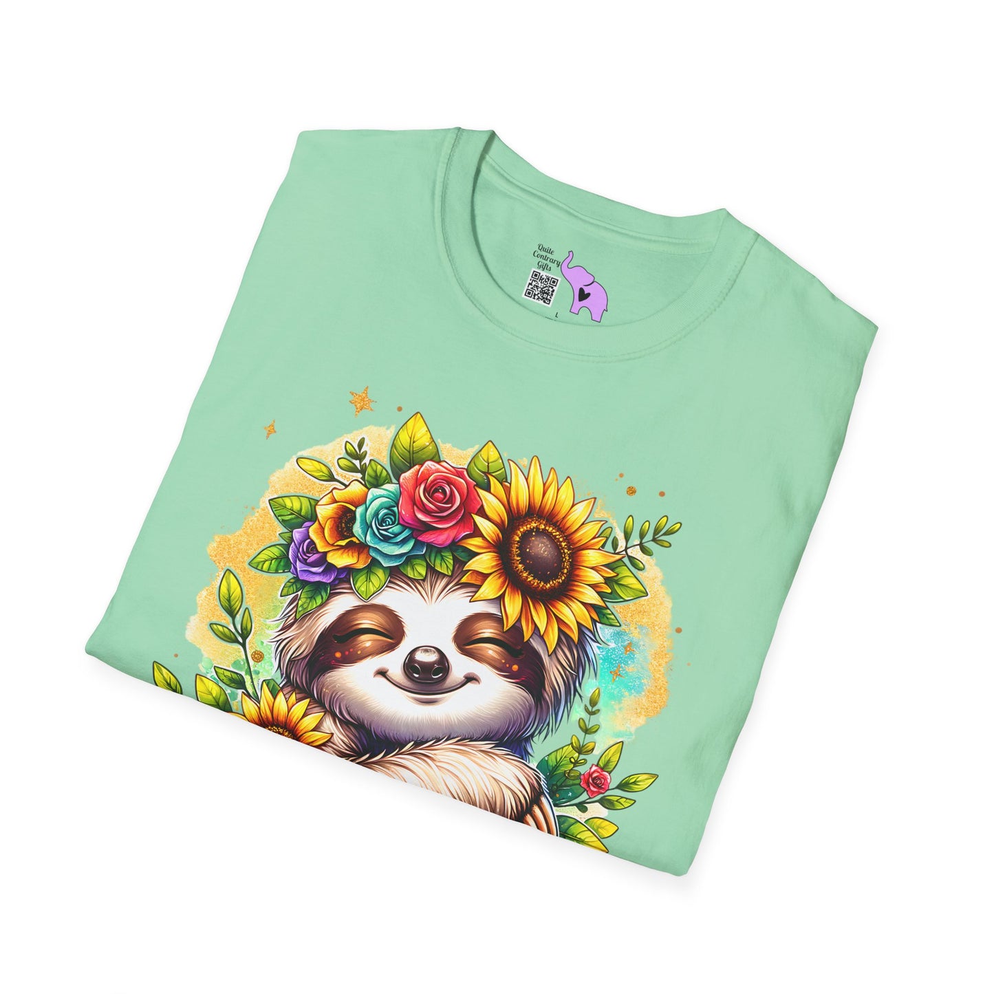 Flowery Sloth Adult T-shirt