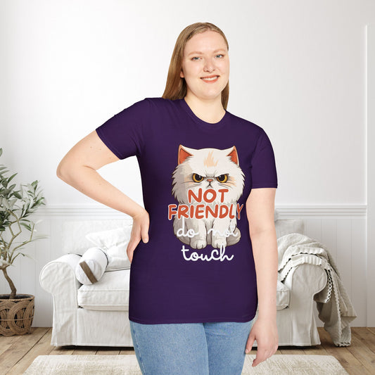 Not Friendly Do Not Touch Cat Adult T-shirt