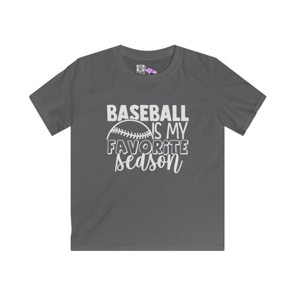 Baseball Is My Favorite Season Youth Softstyle Tee