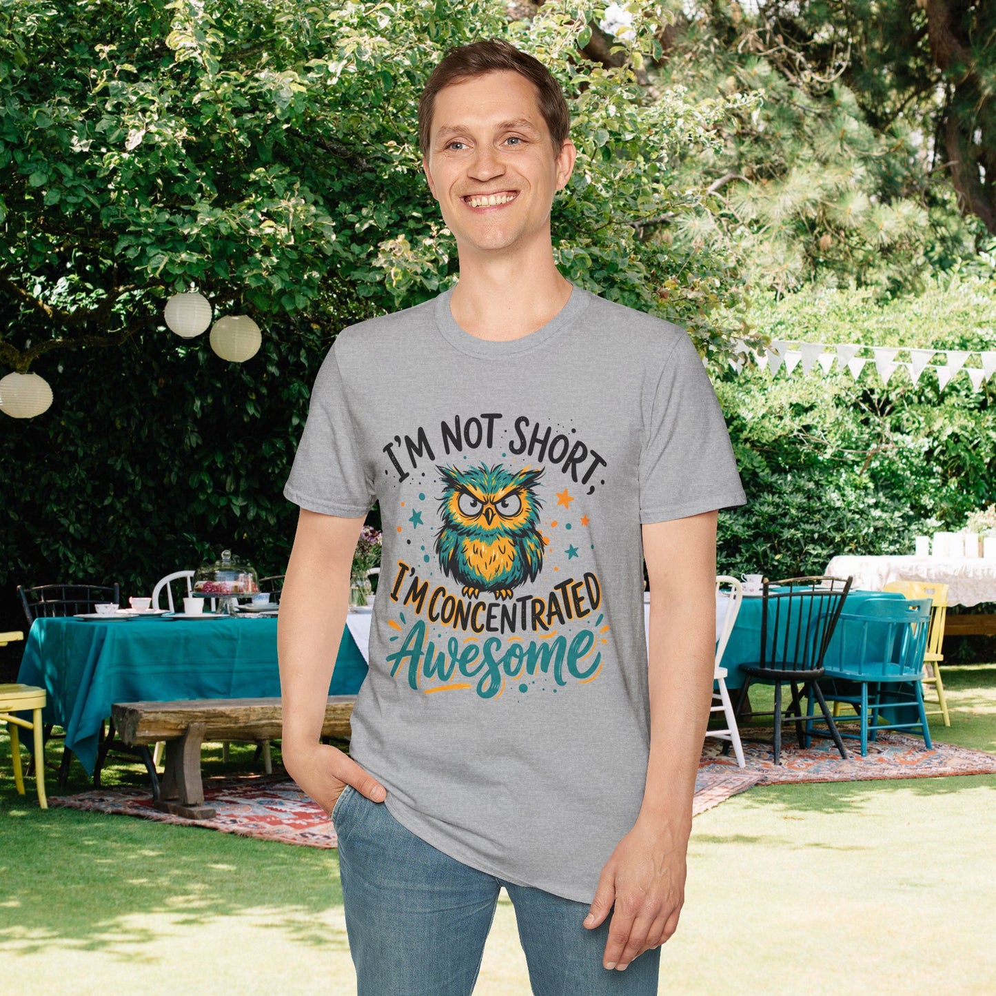 ""I'm Not Short I'm Concentrated Awesome (Owl) Adult T-shirt
