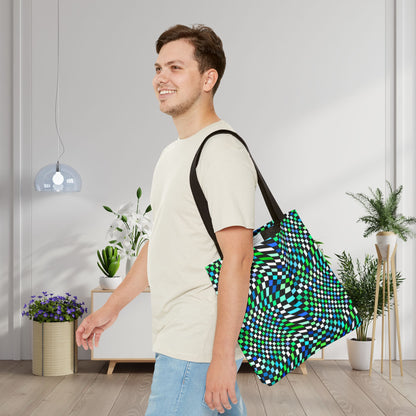 Warped Green Checkered Canvas Tote Bag