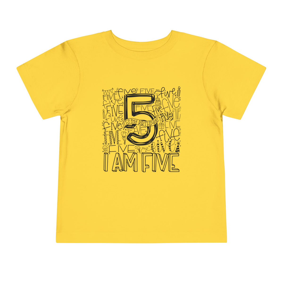I Am Five Typography Toddler Tee