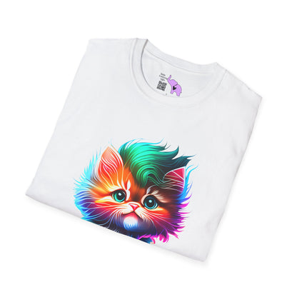 Cute Colorful Kitten w/Soccer Ball Adult T-shirt