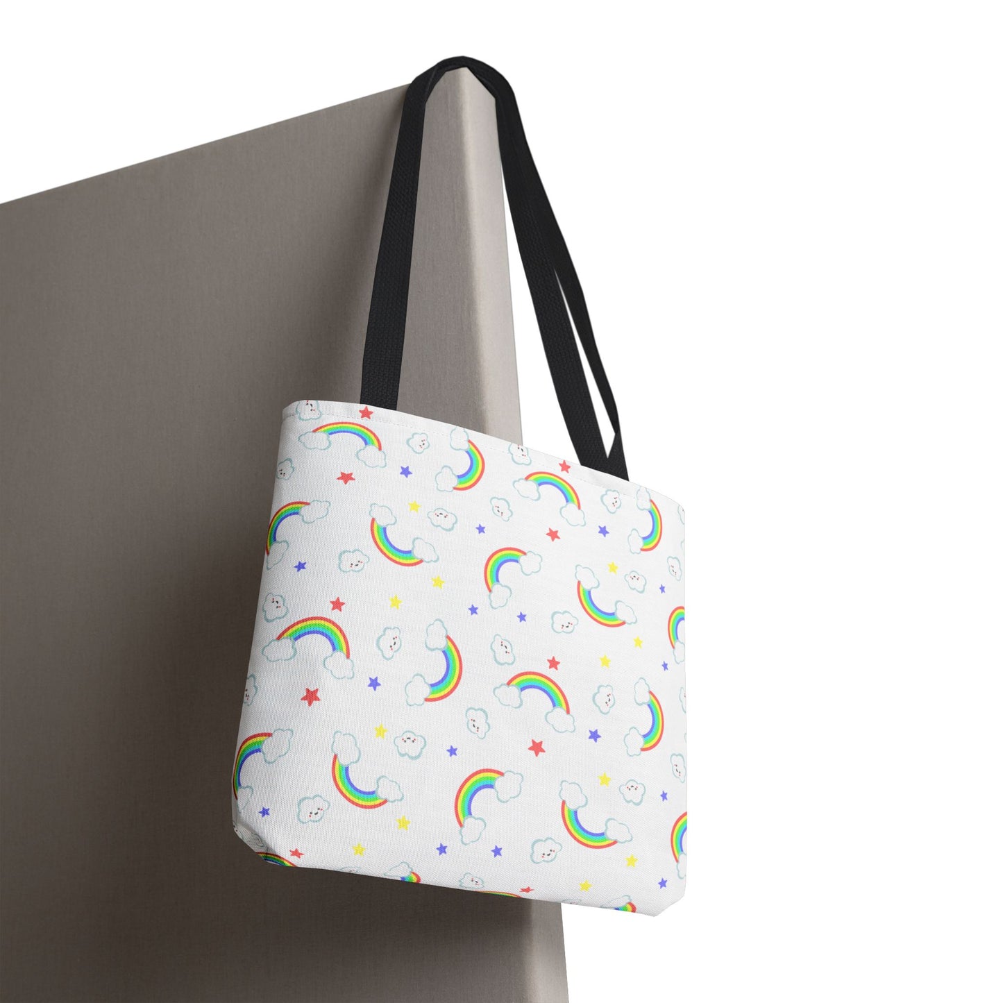 Rainbow Smiles & Stars Canvas Tote Bag