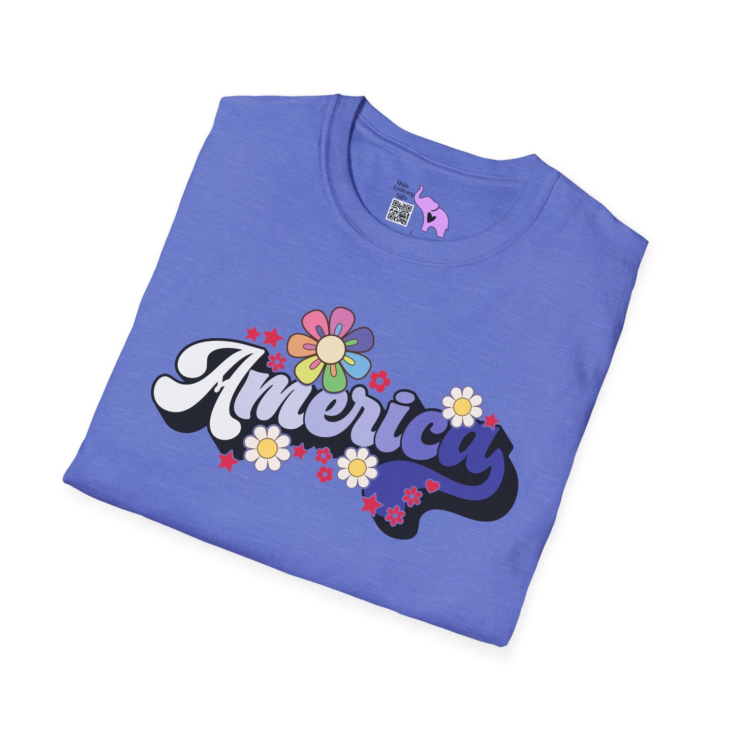 America (Floral) Adult T-shirt