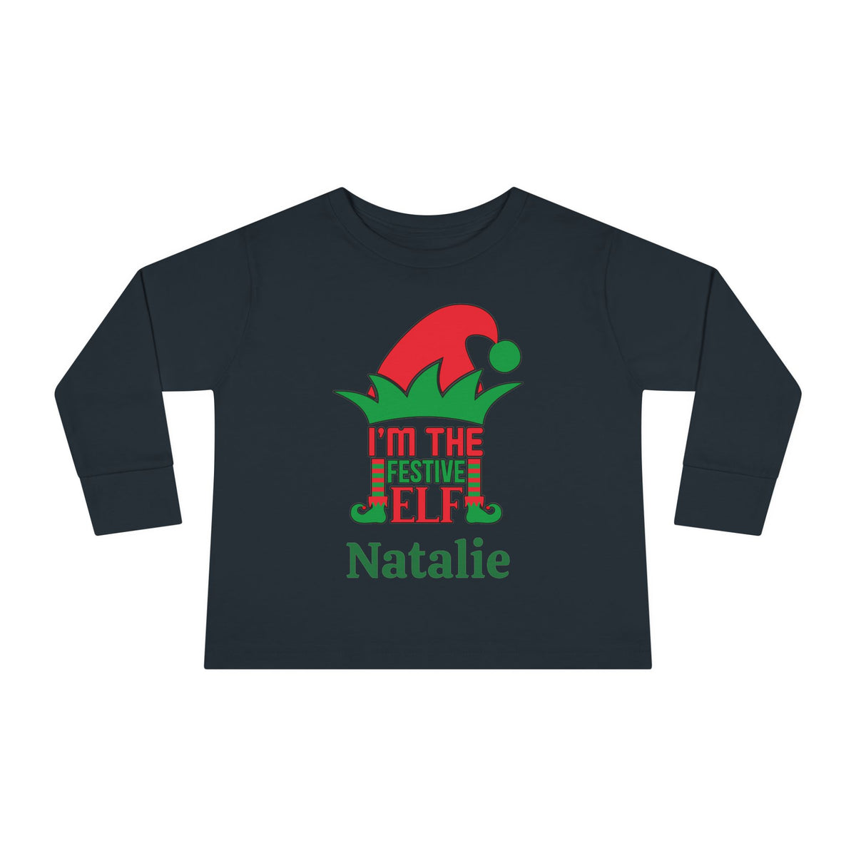 I'm The Festive Elf Personalized Toddler Long Sleeve Tee