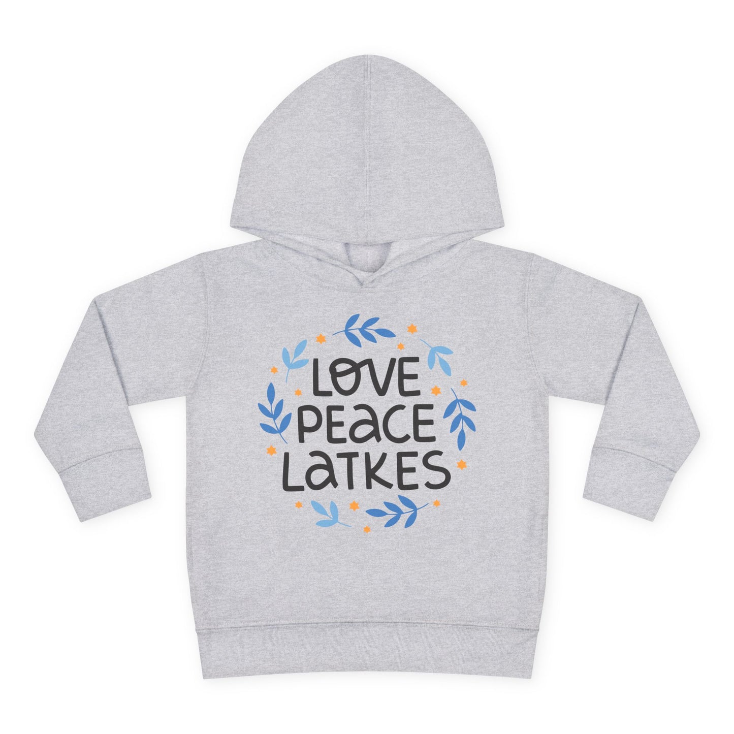 Hanukkah Love Peace Latkes Toddler Pullover Fleece Hoodie