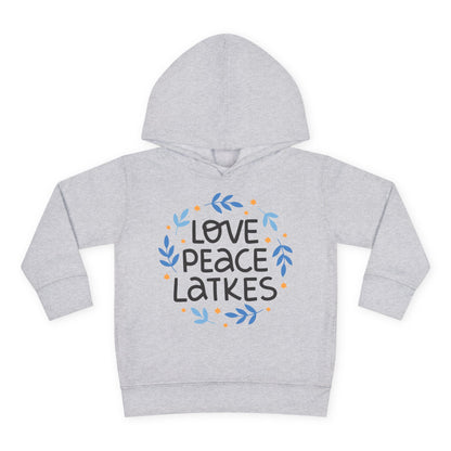 Hanukkah Love Peace Latkes Toddler Pullover Fleece Hoodie