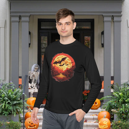 Creepy Bats Over Moon 2 Adult Long Sleeve Tee