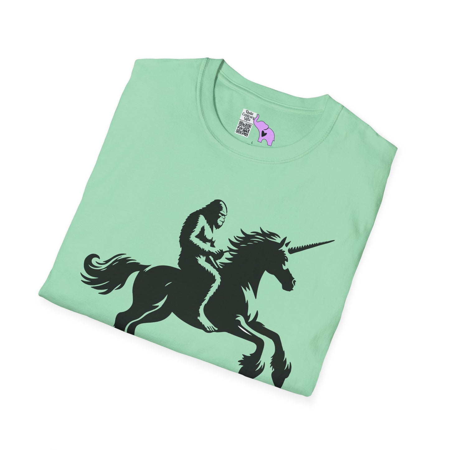 Bigfoot Rides A Unicorn Adult T-shirt