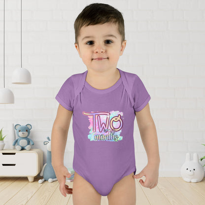 Pastel Wild One Milestone Baby Bodysuit-Two Months