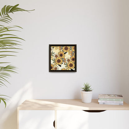 Sunflowers & Honeycombs Framed Canvas Art