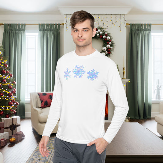 Blue Snowflakes Adult Long Sleeve Tee