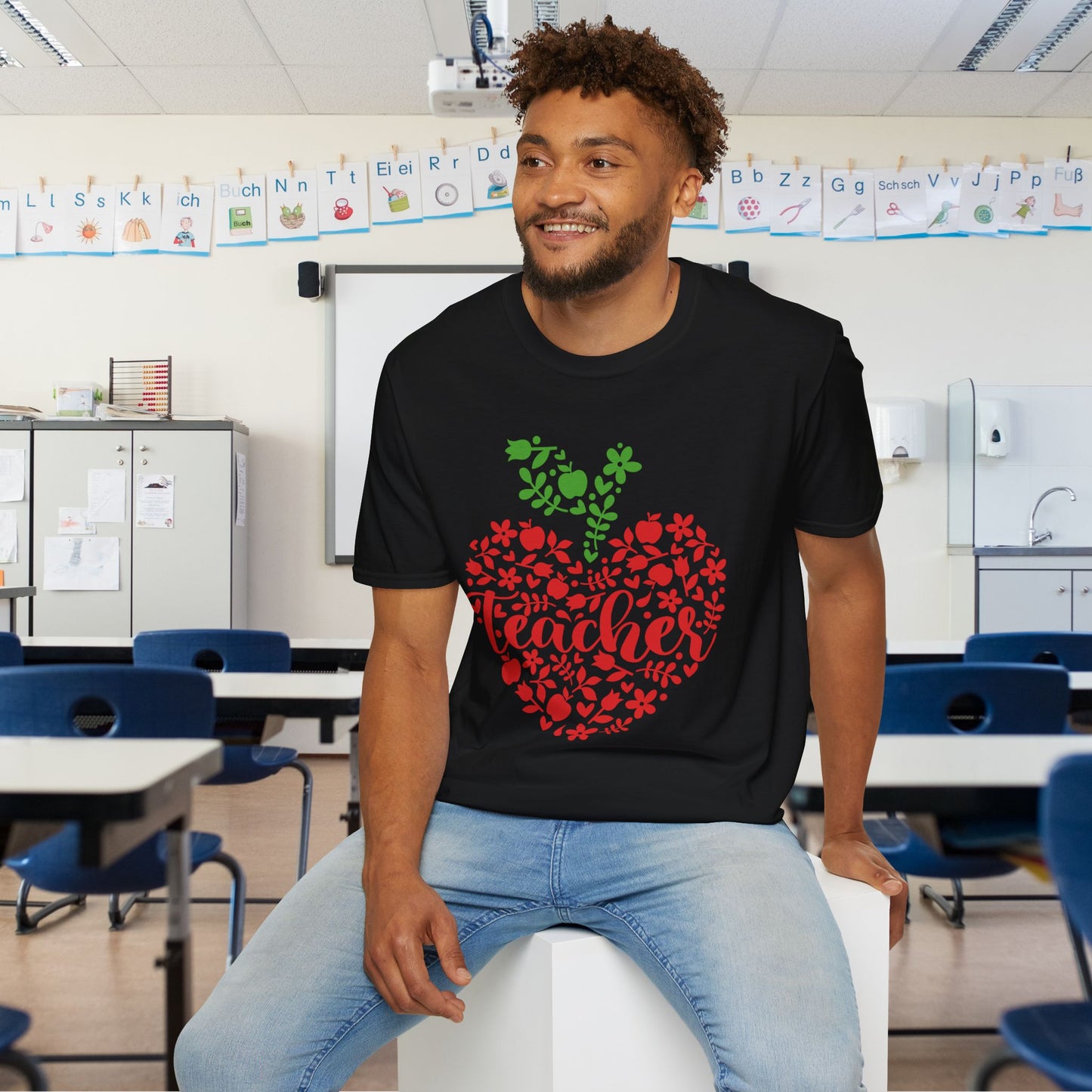 Teacher Apple Heart Adult T-shirt