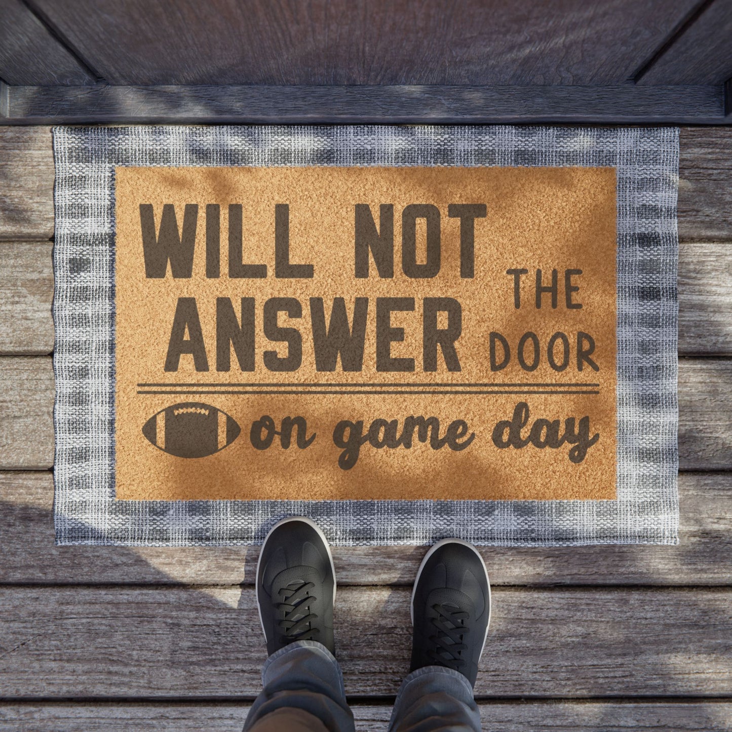 Will Not Answer The Door On Game Day Coconut Fiber Doormat