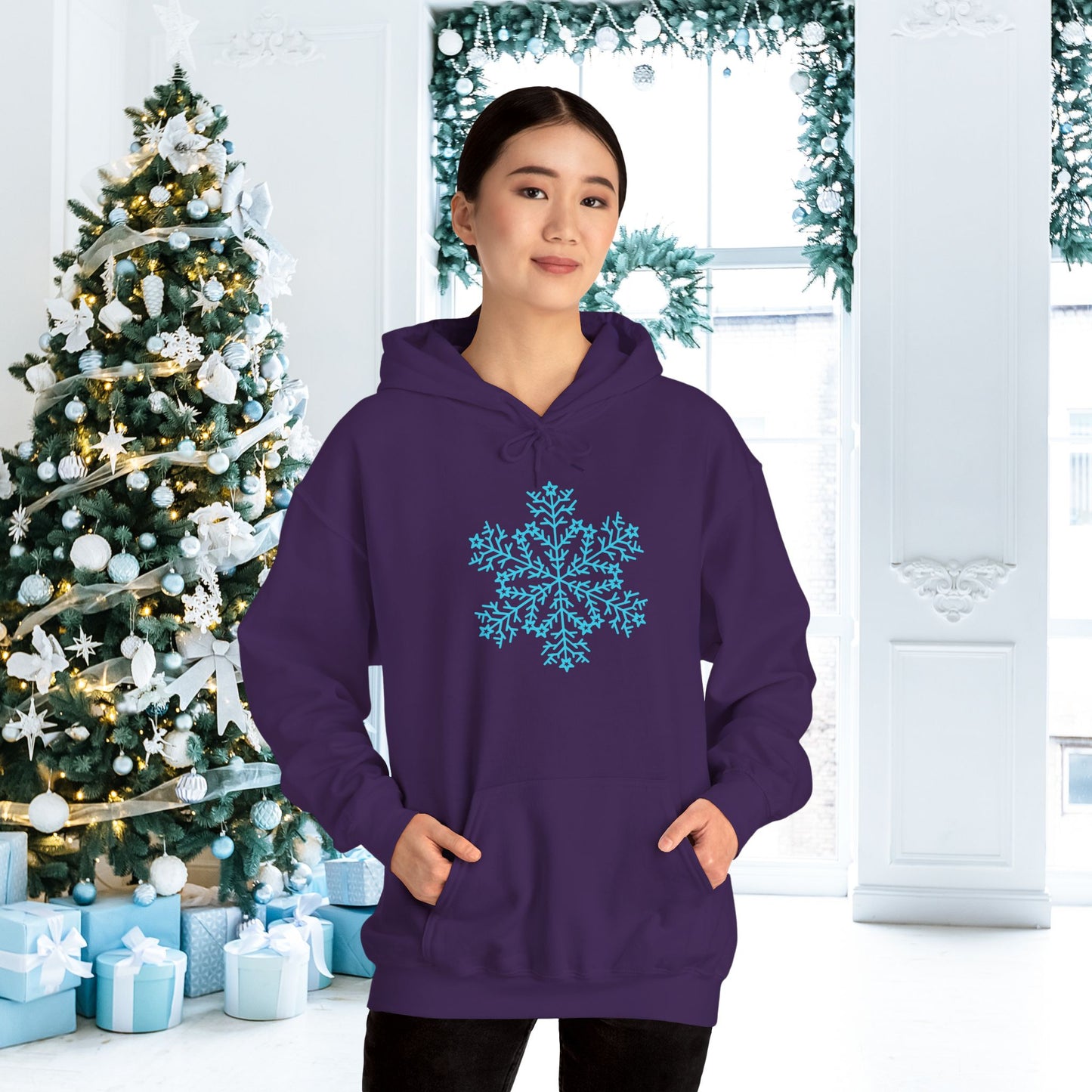 Large Snowflake Adult Heavy Blend™ Hooded Sweatshirt