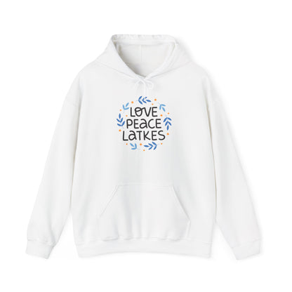 Hanukkah Love Peace Latkes Adult Heavy Blend™ Hooded Sweatshirt