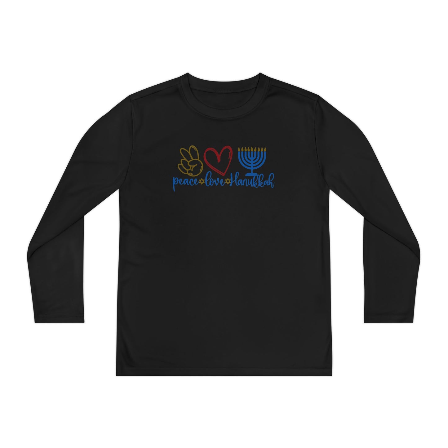 Peace Love Hanukkah Youth Long Sleeve Tee