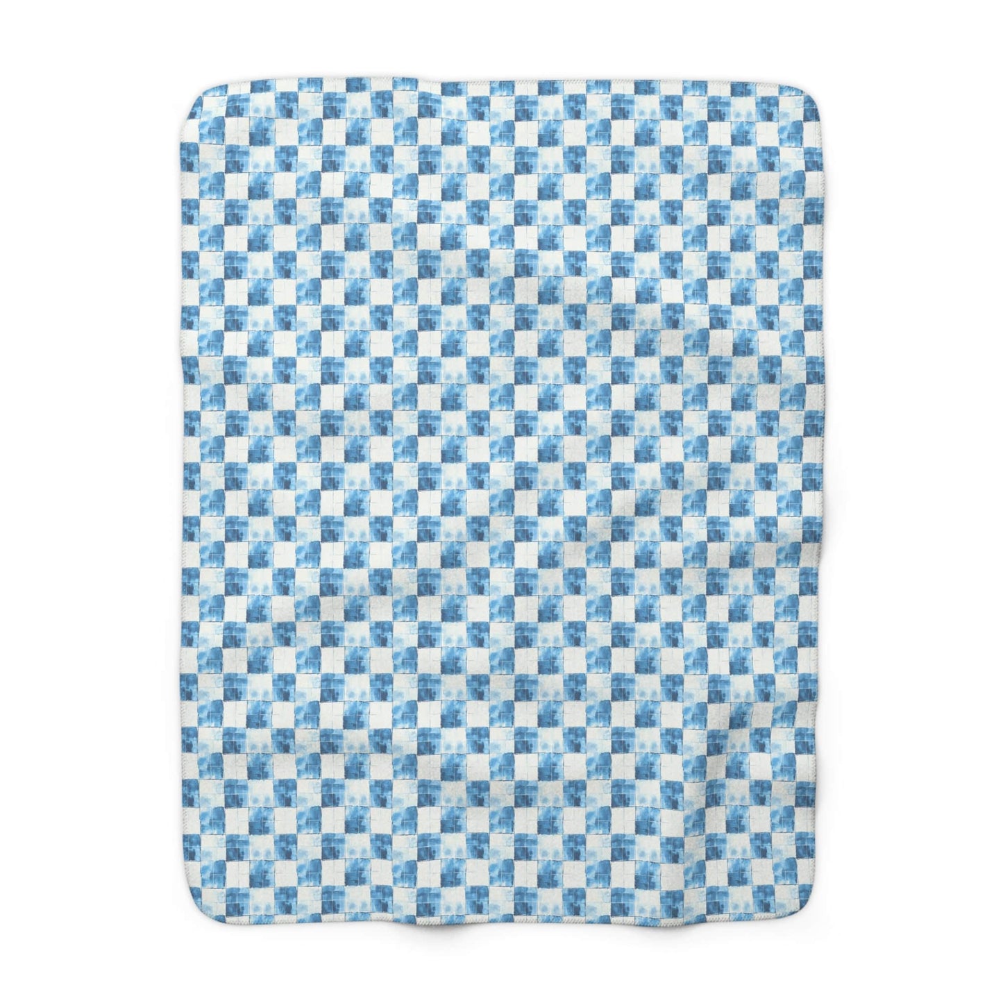 Cozy Blue Checkered Fleece Blanket