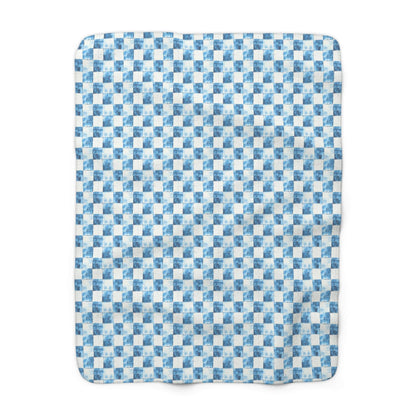 Cozy Blue Checkered Fleece Blanket