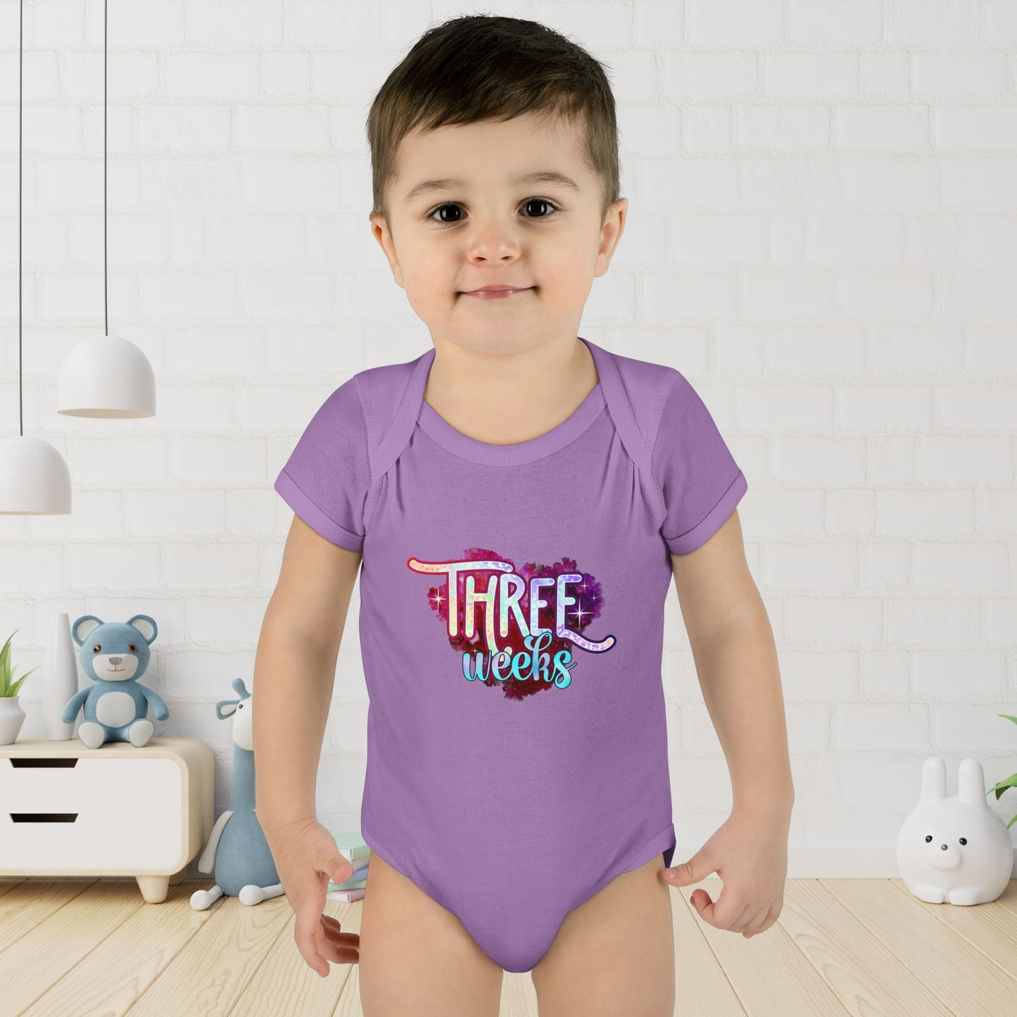 Stardust Baby Milestone Bodysuit-Three Weeks