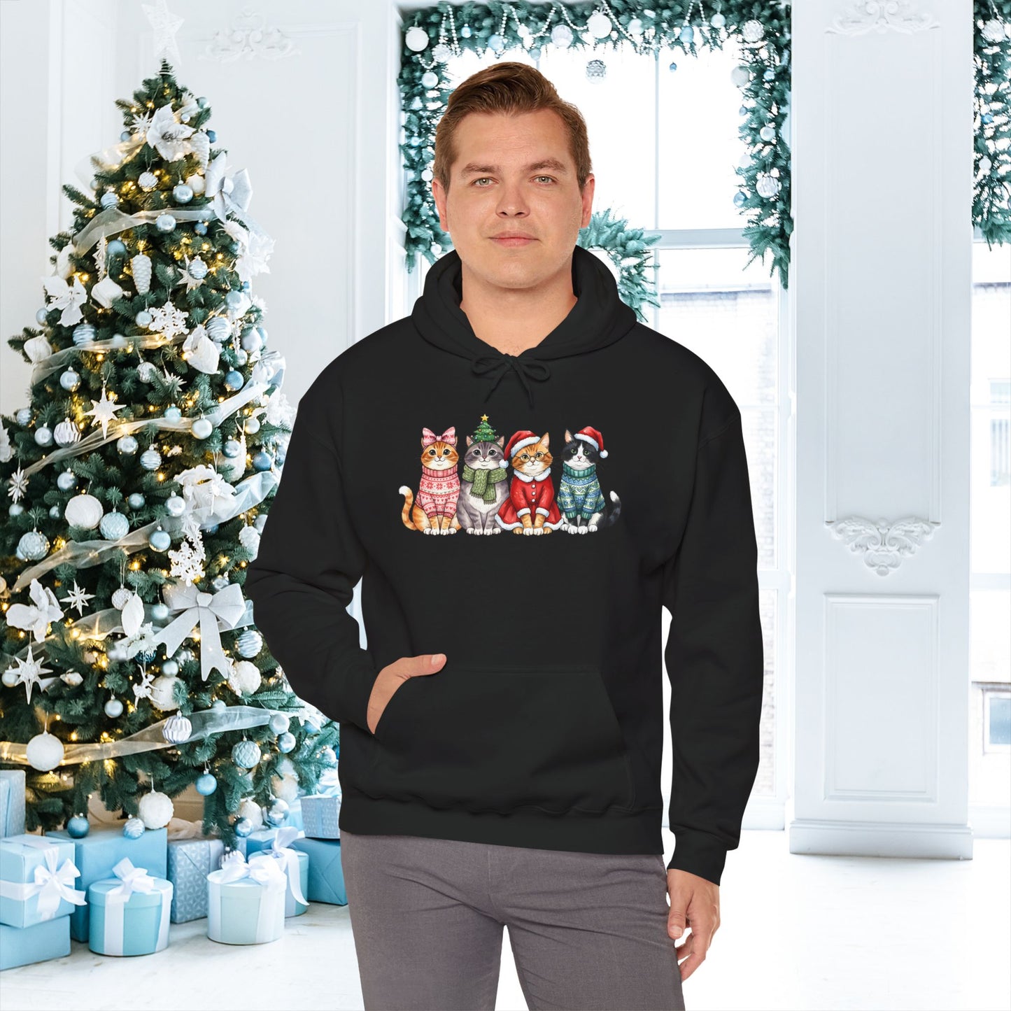 Meowy Christmas Crew Adult Heavy Blend™ Hooded Sweatshirt