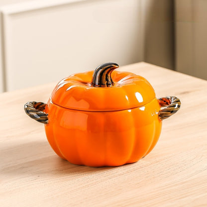 Pumpkin-shaped Ceramic Soup Bowl With Lid