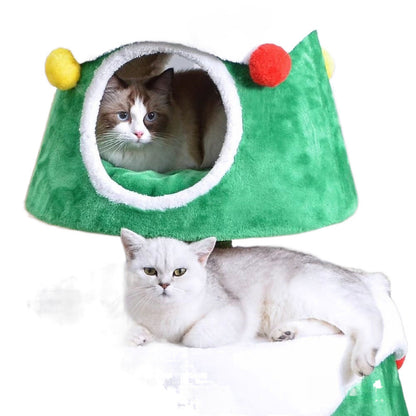 Cozy Christmas Tree Cat Condo