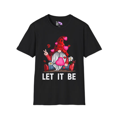 Let It Be Valentine Gnome Peace Sign Adult T-shirt