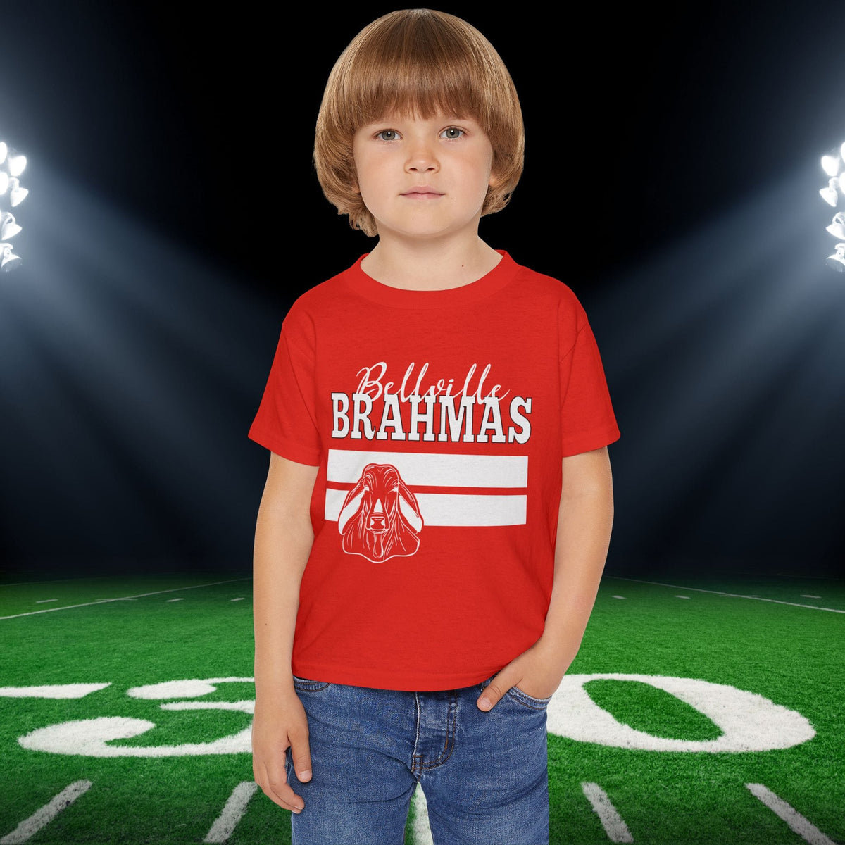 Ballville Brahmas w/Mascot & Stripes Heavy Cotton™ Toddler T-shirt