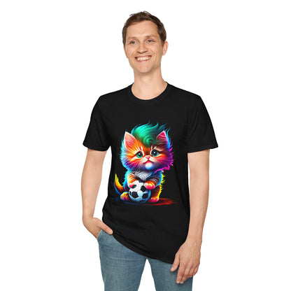 Cute Colorful Kitten w/Soccer Ball T-shirt