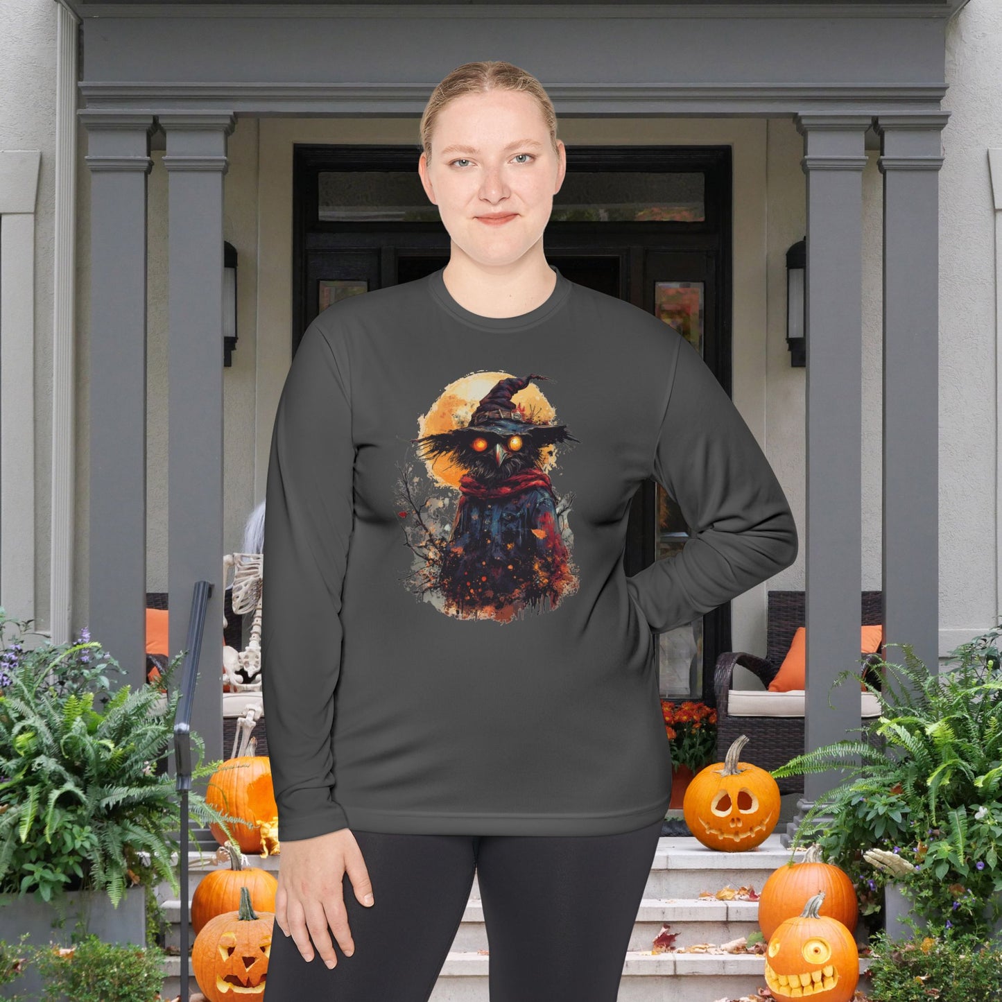 Halloween Scarecrow Adult Long Sleeve Tee