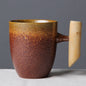 Unusual Ceramic Mug with Wooden Handle