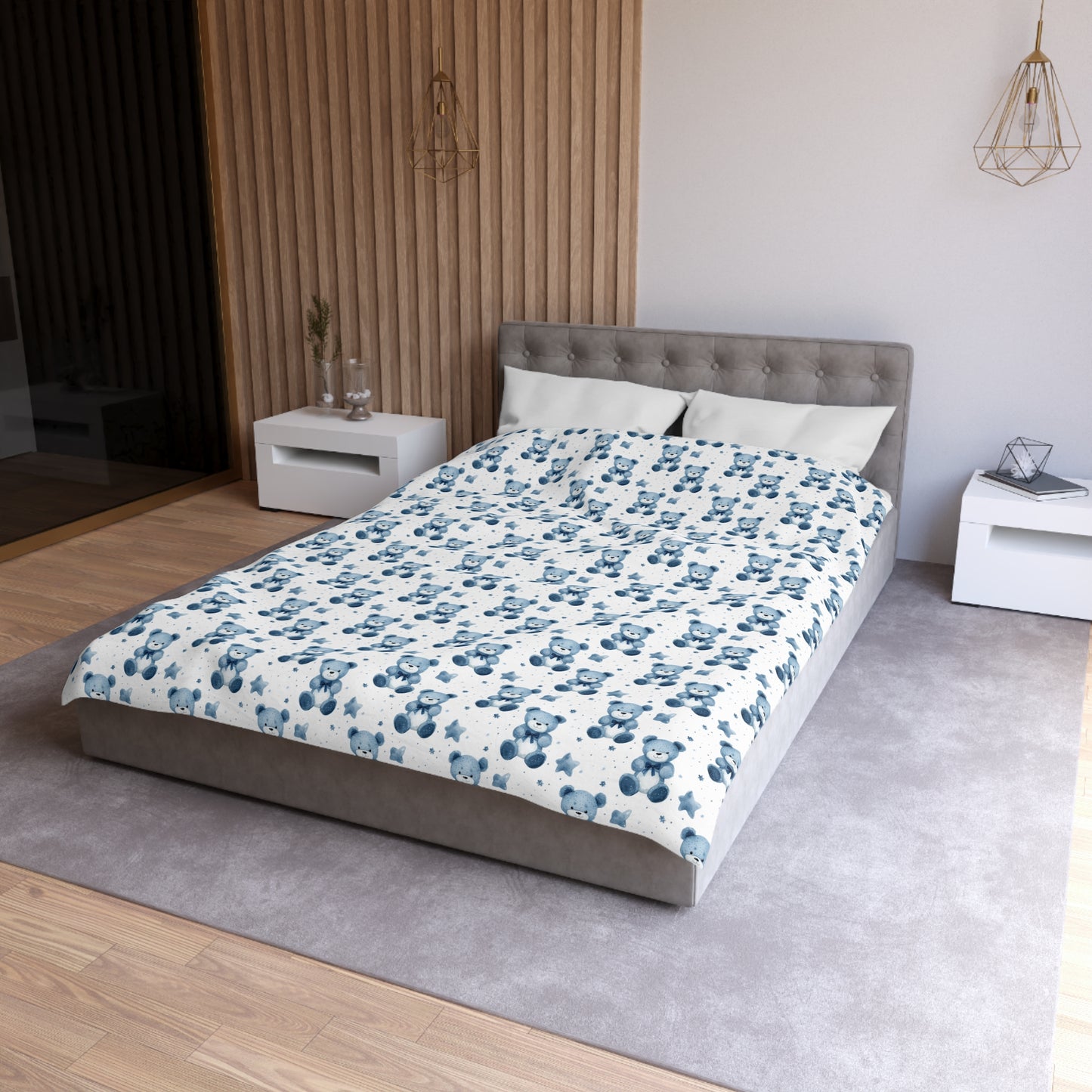 Blue Bear Hugs Microfiber Duvet Cover