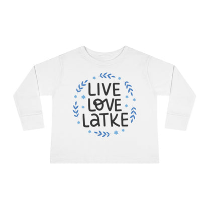 Hanukkah Live Love Latke Toddler Long Sleeve Tee