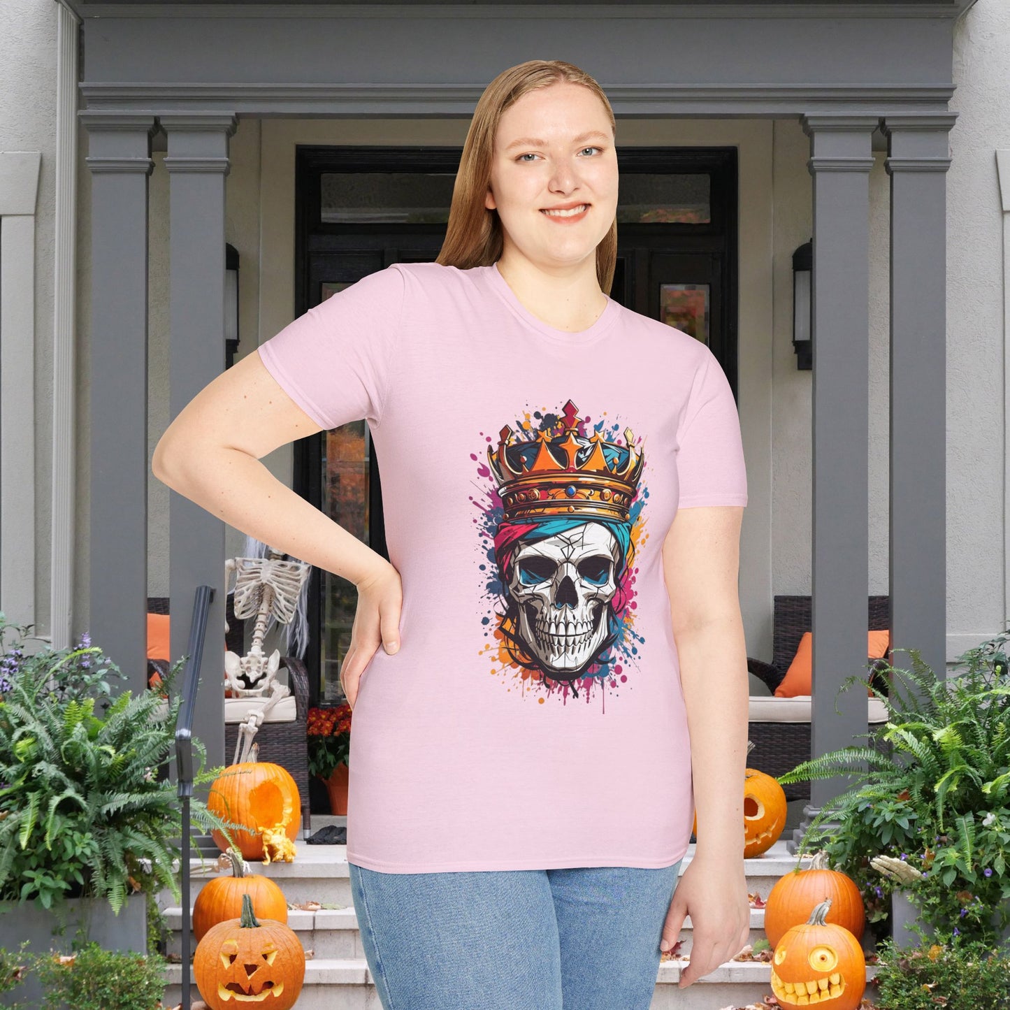 Colorful Crowned Skull Adult T-shirt