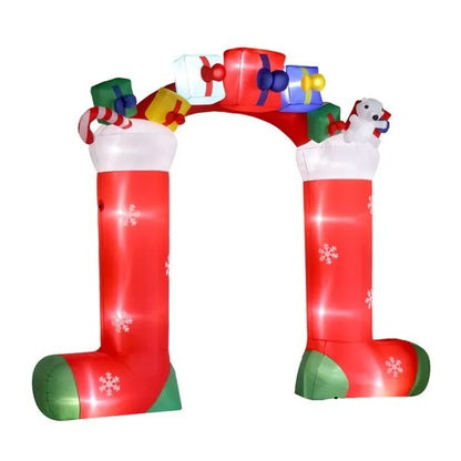 Christmas Stocking Arch 9ft Inflatable with LED Lights