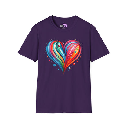 Blushing Rainbow Heart Adult T-shirt