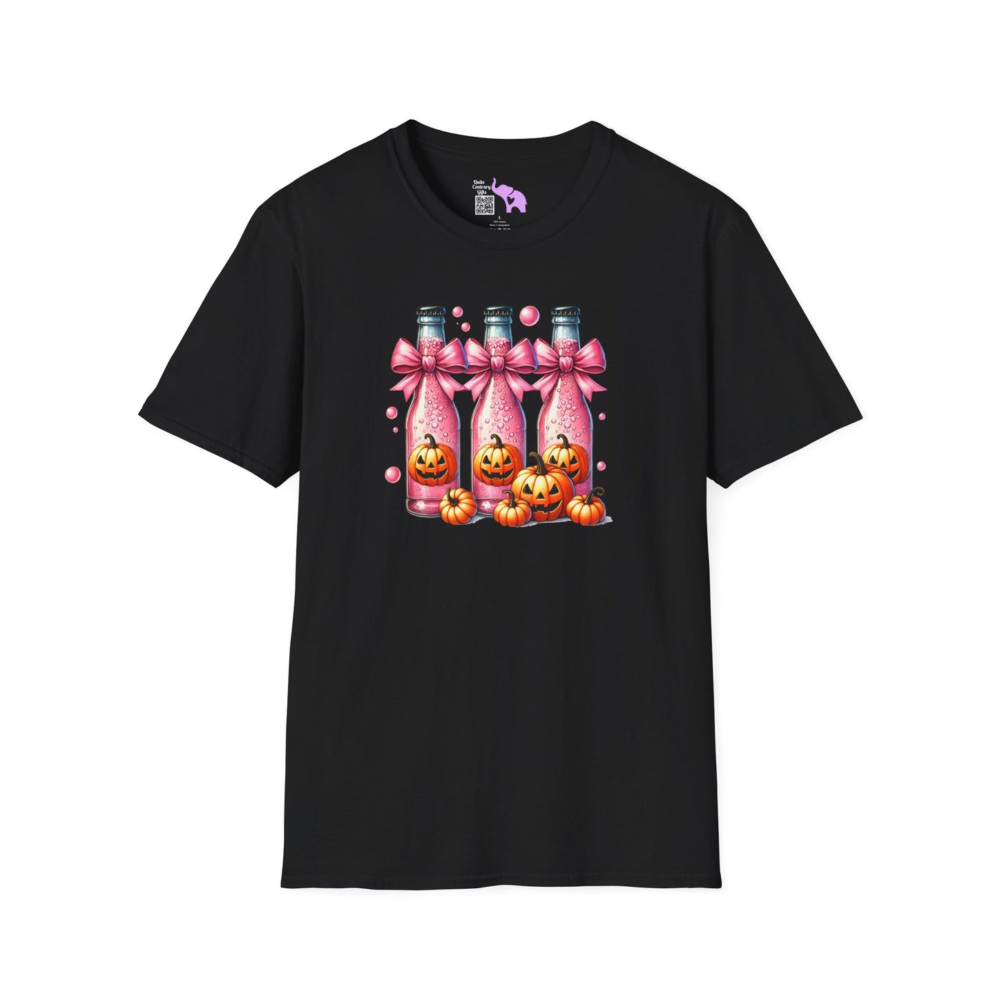 Pink Fizzy Drink w/Pumpkins Adult T-shirt